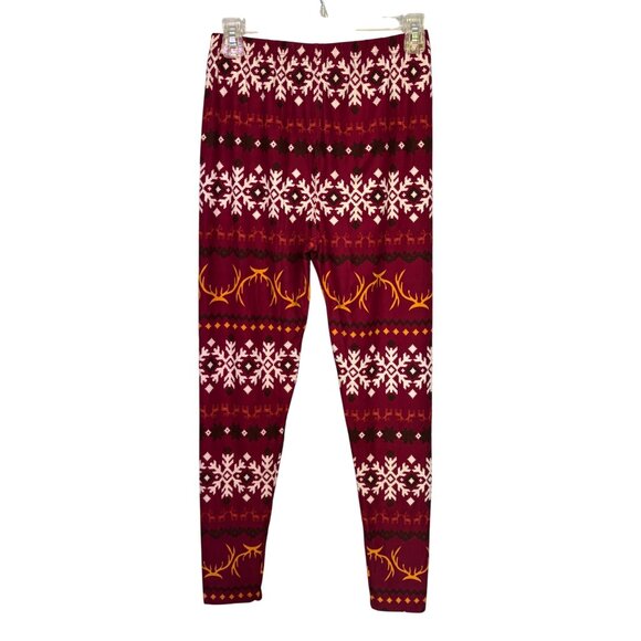 Agnes & Dora Reindeer Fair Isle Adult Leggings Size Large Polyester/Spandex NWT - Picture 2 of 8